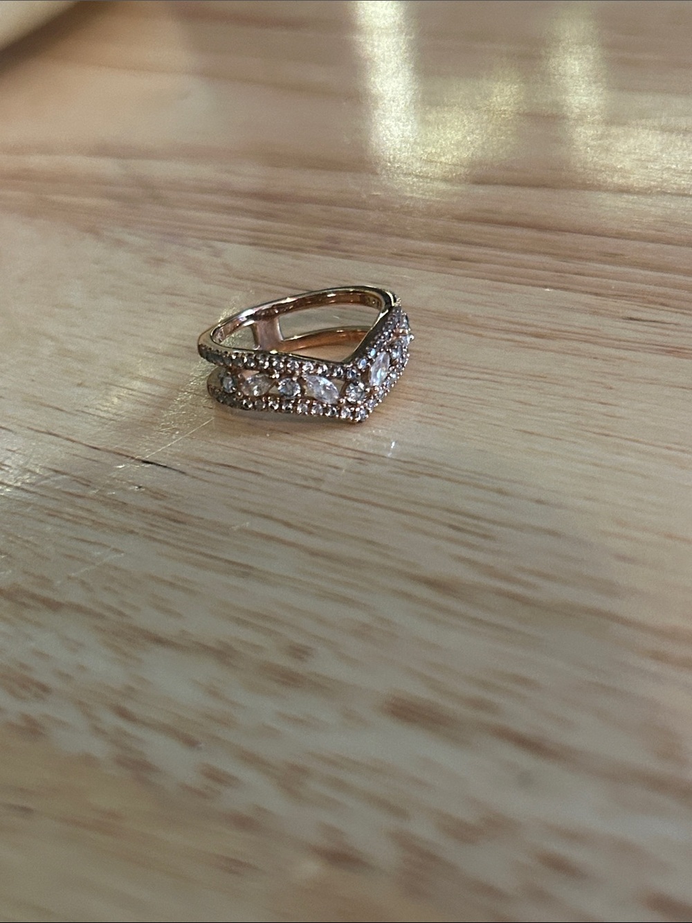 Pandora Rose Gold Chevron Ring with Clear Stones